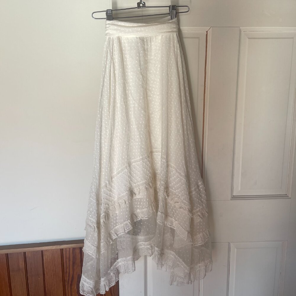 Zimmermann Cotton/Silk Lace Midi Skirt with Sash, size 1 - Picture 3 of 5